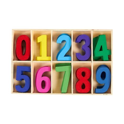 piece wooden numbers craft numbers  storage tray kids