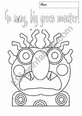Monster Green Big Away Go Worksheet Preview sketch template