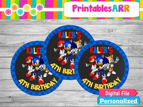 sonic cupcake toppers personalized digital file stickers multi purpose