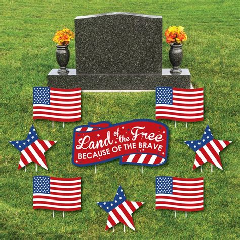 patriotic memorial yard decorations outdoor lawn cemetery etsy