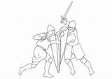 Sword Fighting Coloring Fight Drawing Swords Pages Fighters Con Para Colorear Getdrawings Edupics Printable Espada Large sketch template
