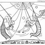 Coloring Trapeze Artists Pages Circus Hellokids sketch template