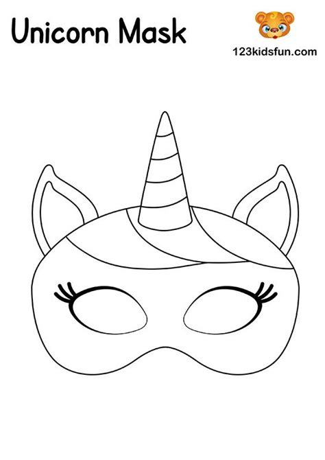 unicorn mask  printable mask template  kids mask template