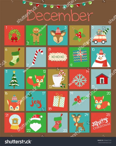christmas calendar stock vector illustration  shutterstock