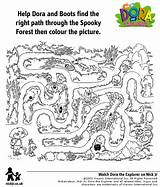 Maze Dora Explorer Forest Coloring Spooky Activity Print Activities Kids Puzzles Crafts sketch template