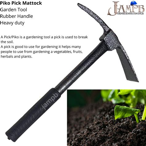 pick mattock piko rubber handle  inches heavy duty  gardening tool   break  soil