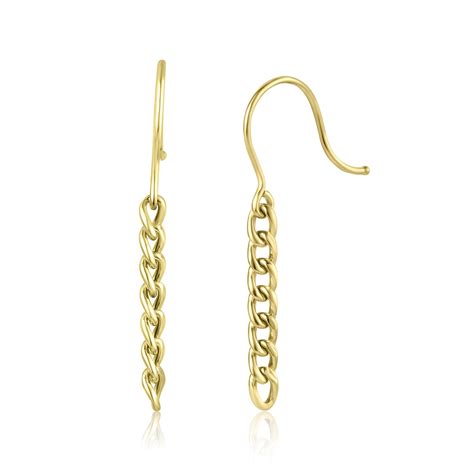 18ct Yellow Gold Curb Link Drop Earrings Pravins