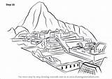 Machu Picchu Draw Drawing Step Wonders Drawings Easy Line Drawingtutorials101 Tutorial sketch template