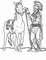 Coloring Pages Horse Native Indian American Color Indians Tribes Preparing His Horses Adult Kidsplaycolor Kids Printable Getcolorings Feathers sketch template