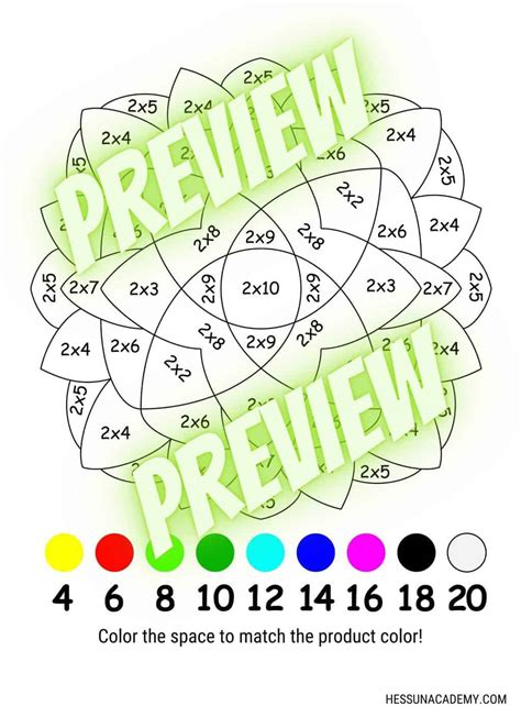 multiplication color  number worksheets hess  academy
