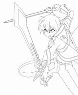 Coloring Kirito Lineart Anime Dibujos Charakter Getcolorings Ausmalen Onlin sketch template