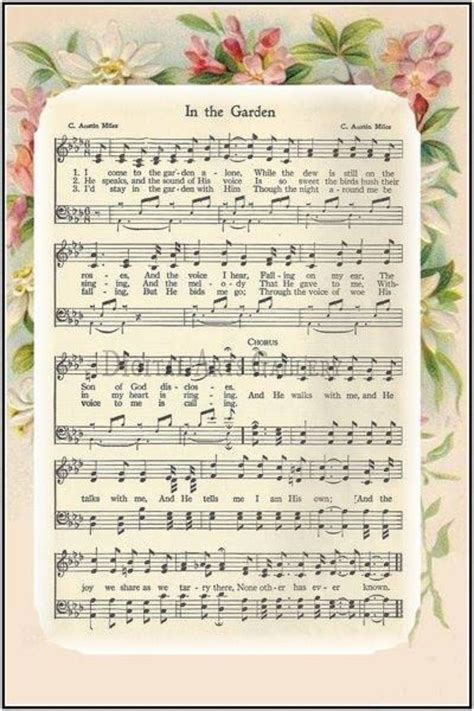 vintage hymn   garden instant digital  hymn sheet