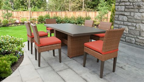 laguna rectangular outdoor patio dining table   armless chairs