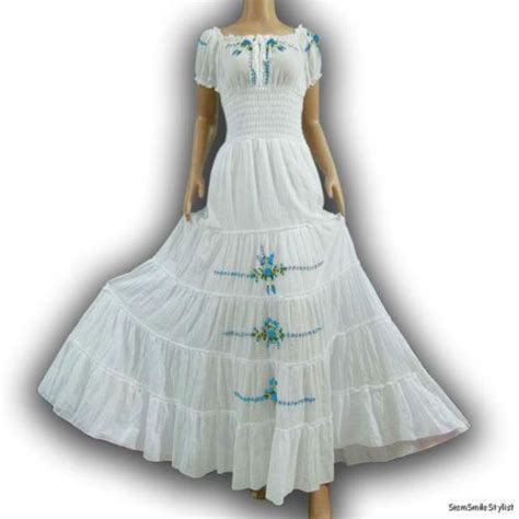 white peasant dress ebay