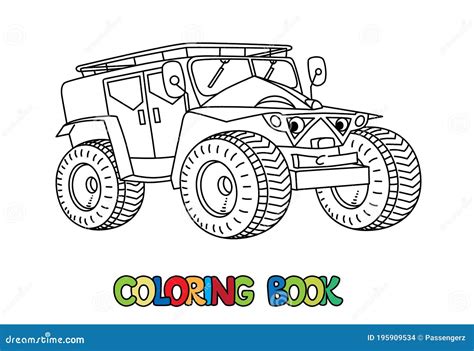 funny rescue vehicle  eyes car coloring book stock vector
