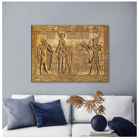 Egyptian Hieroglyphs Fresco Canvas Painting Queen Hatshepsut Temple
