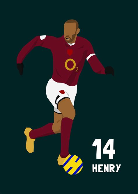 thierry henry arsenal art print retro football poster