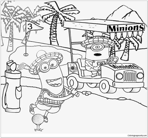 minion golf coloring page  coloring pages