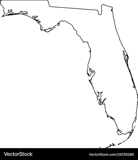 florida state  usa solid black outline map vector image