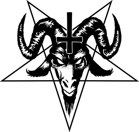 satanic goat head with pentagram black sticker by