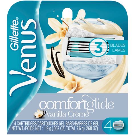 gillette venus comfort glide vanilla creme razor cartridges  ct pack