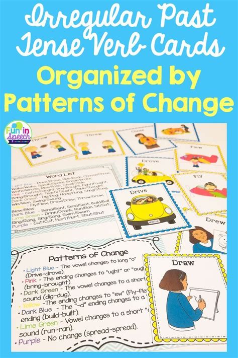 these fun irregular past tense verb cards are organized by pattern of