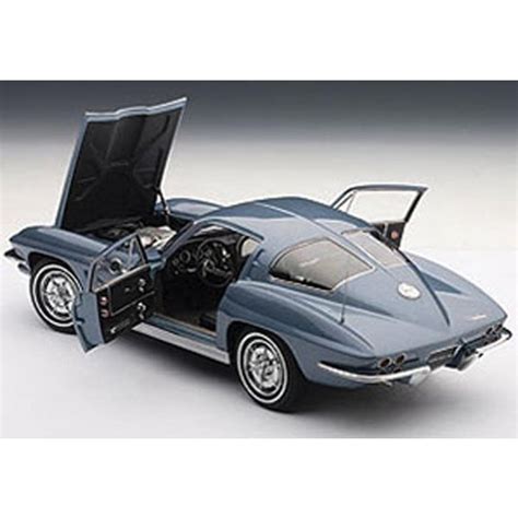 corvette model die cast  scale silver blue coupe