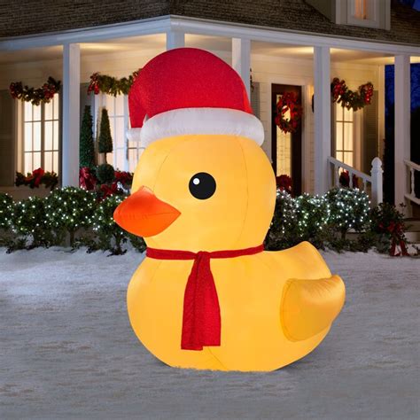 holiday living  ft lighted rubber ducky christmas inflatable