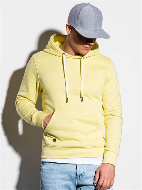 heren hoodie effen basic klassiek mode italia geel