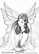 Coloring Pages Fairy Adult Adults Drawings Book Deviantart Colouring Crouching Evil Line Para Colorir Books Printable Fantasy Desenhos Fairies Print sketch template