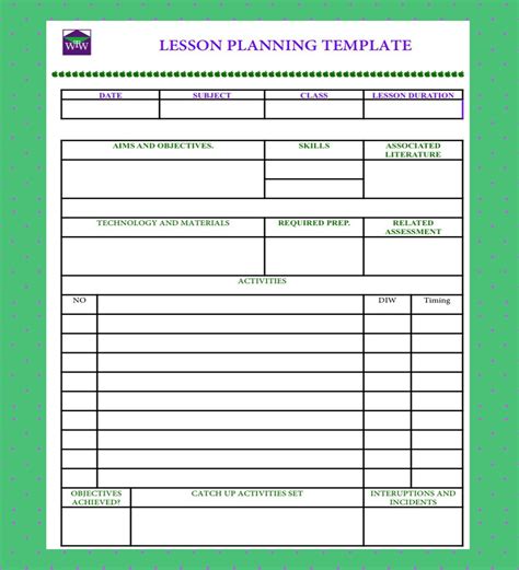 teacher lesson planning template  teach