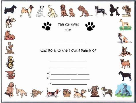 printable dog birth certificates