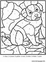Coloring Color Numbers Pages Dog Worksheets Adult Printable Print Number Kids sketch template