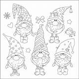 Colouring Gnome Kerst Easy Noel Gnomes Printable Kerstmis sketch template