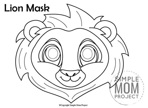 printable lion face mask craft  kids simple mom project