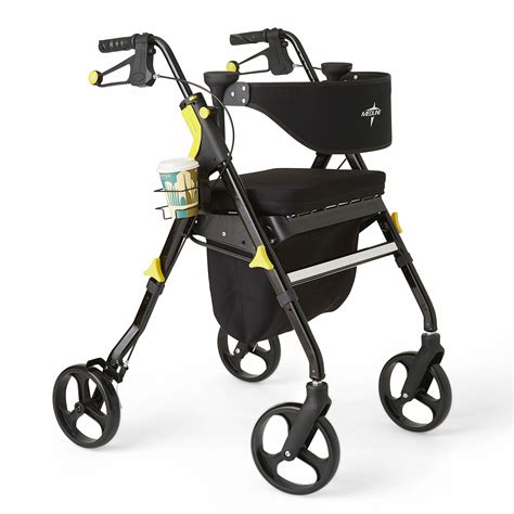 medline premium empower rollator walker  seat folding rolling