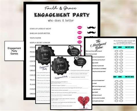 engagement party games     newlywed games etsy