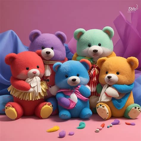 Osos De Peluche De Varios Colores Diferentes Texturas Con Música Y