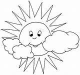 Sun Cloud Coloring Nature Pages Printable Drawing sketch template