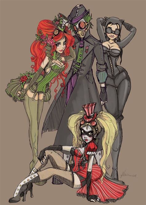 steampunk harley quinn and poison ivy cosplay inspiration
