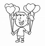 Coloring Happy Children Kids Pages Year Clipart Cliparts Child Balloon Party Printable Drawing Cool Library Holding Color Balloons Getdrawings Valentines sketch template