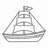 Outline Boat Sails Yacht Icon Ocean Stock Line Illustration Style Sea Depositphotos Ylivdesign Iconfinder Transport sketch template