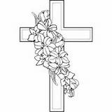 Sympathy Cross Clipart Lily Flowers Coloring Pages Flower Drawing Religious Cards Card Parchment Clip Crosses Draw Drawings Cliparts Lilies Printable sketch template