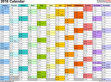 2016 calendar 16 free printable word calendar templates