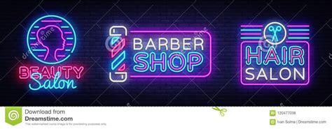 hair salon logo collection vector beauty salon neon sign barber shop modern trend design