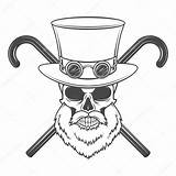 Skull Steampunk Goggles Drawing Bearded Gentleman Old Stock Cylinder Getdrawings Outlaw Vectors Royalty Hat Depositphotos sketch template