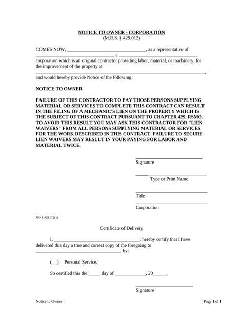 missouri notice form fill   sign printable  template