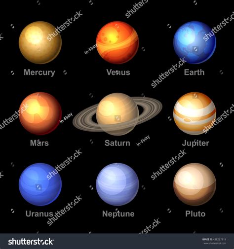 glossy color planets solar system icons stock illustration