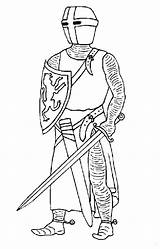 Sword Coloring Knight Ready His People sketch template