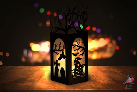 spooky halloween paper lantern template graphic  sweetiegraphics
